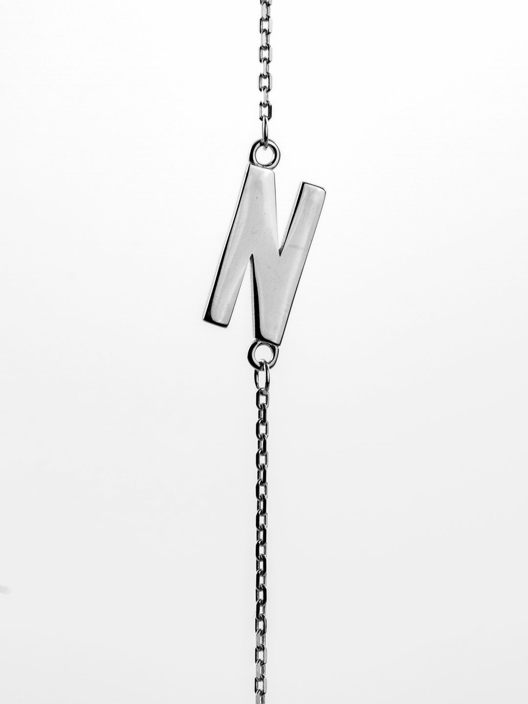 10K White Gold Sideways Initial N Necklace — product photo