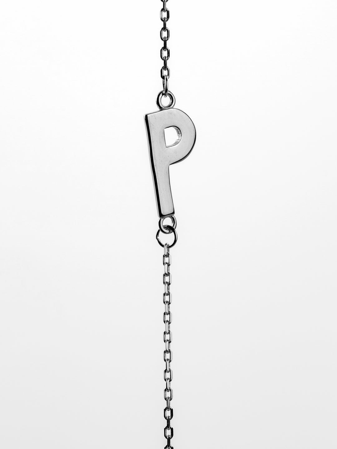 10K White Gold Sideways Initial P Necklace — product photo