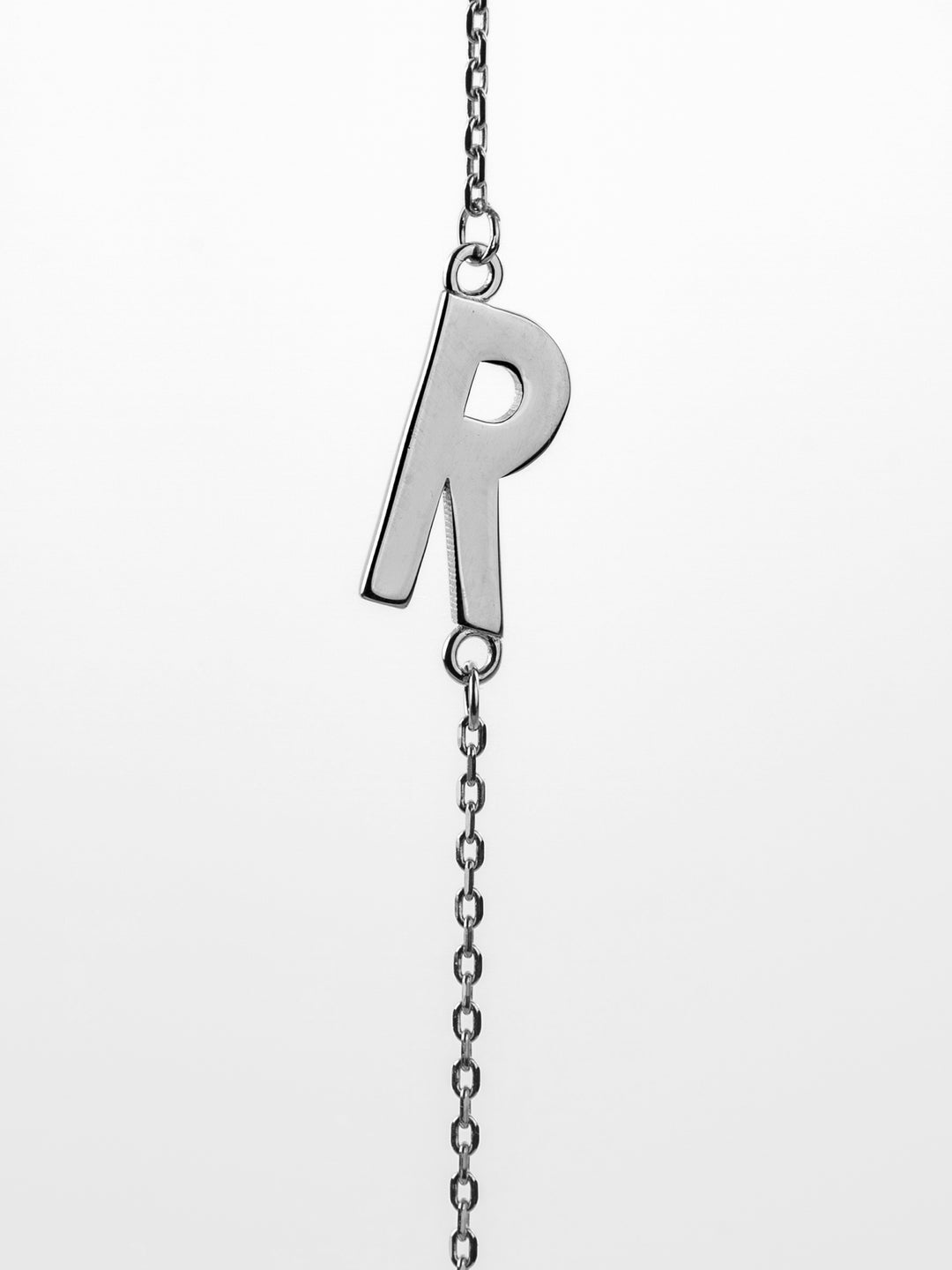 10K White Gold Sideways Initial R Necklace — product photo