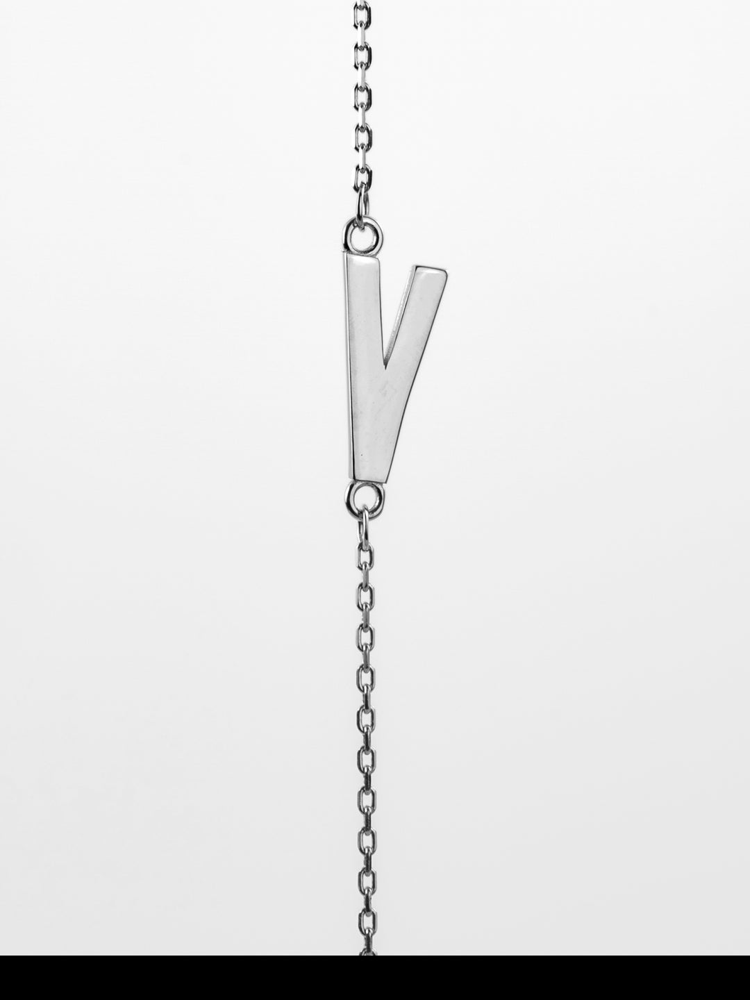 10K White Gold Sideways Initial V Necklace — product photo