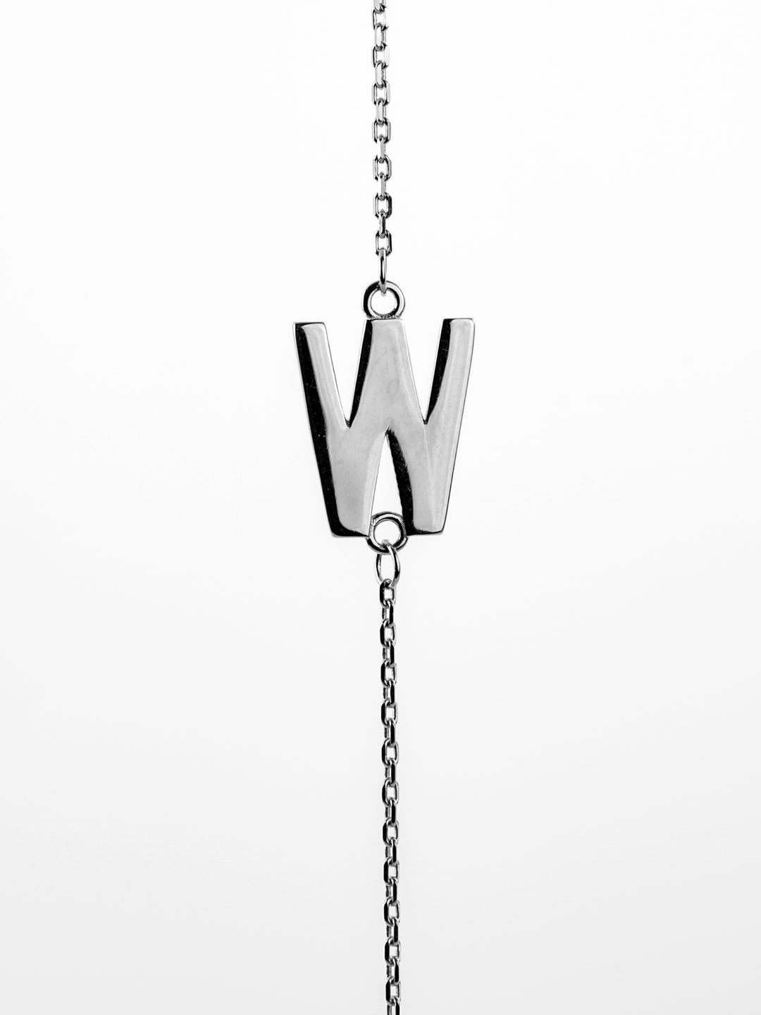 10K White Gold Sideways Initial W Necklace — product photo
