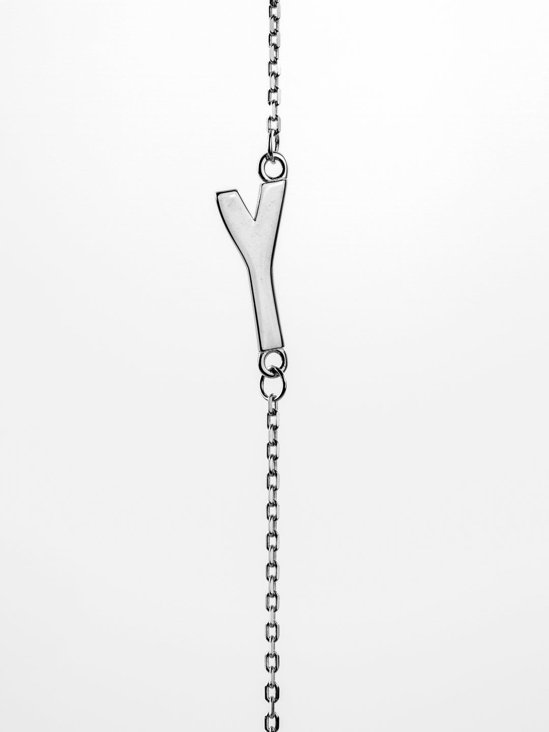 10K White Gold Sideways Initial Y Necklace — product photo