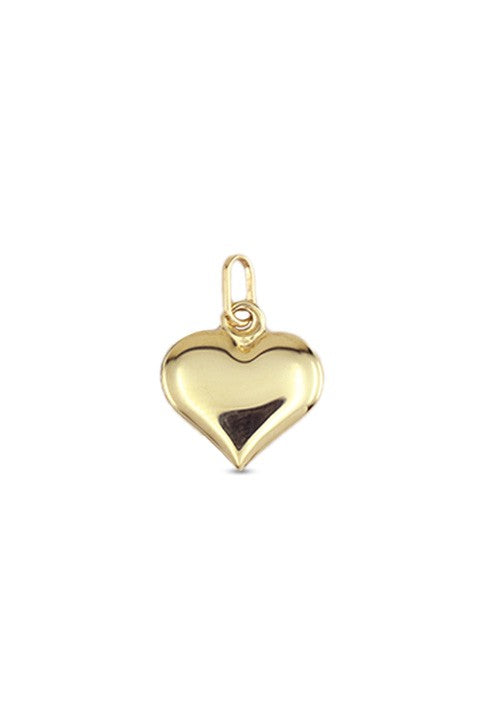 10K yellow gold puffed bubble heart pendant, small size