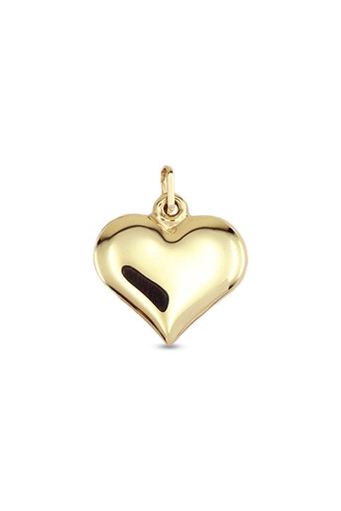 10K yellow gold puffed bubble heart pendant, large size