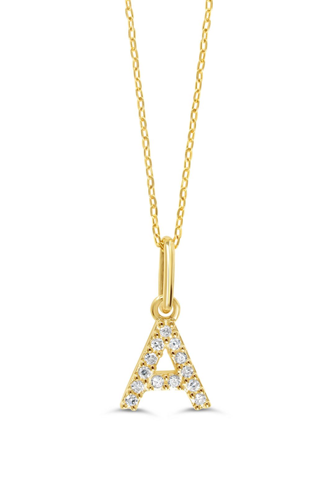 10K Yellow Gold Diamond Initial A Pendant Necklace — product photo