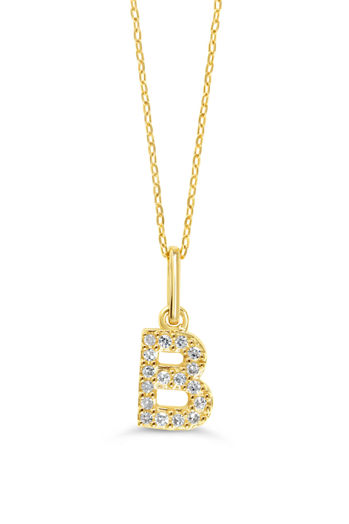 10K Yellow Gold Diamond Initial B Pendant Necklace — product photo
