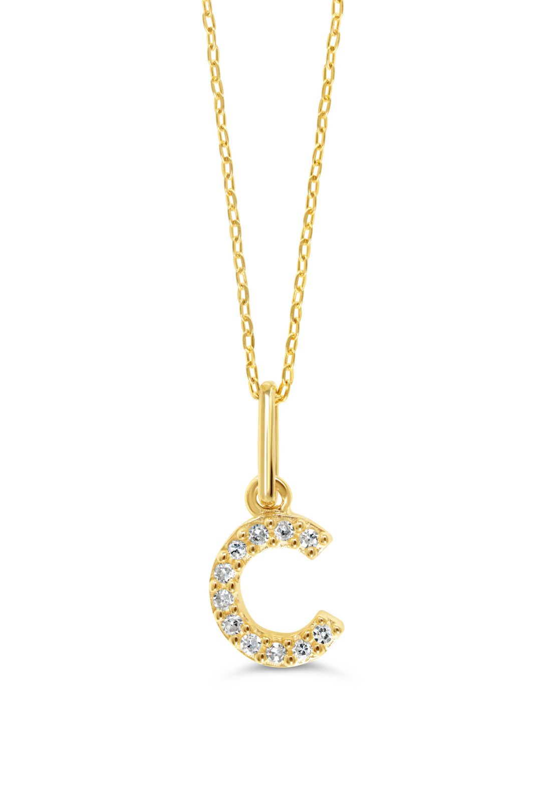 10K Yellow Gold Diamond Initial C Pendant Necklace — product photo
