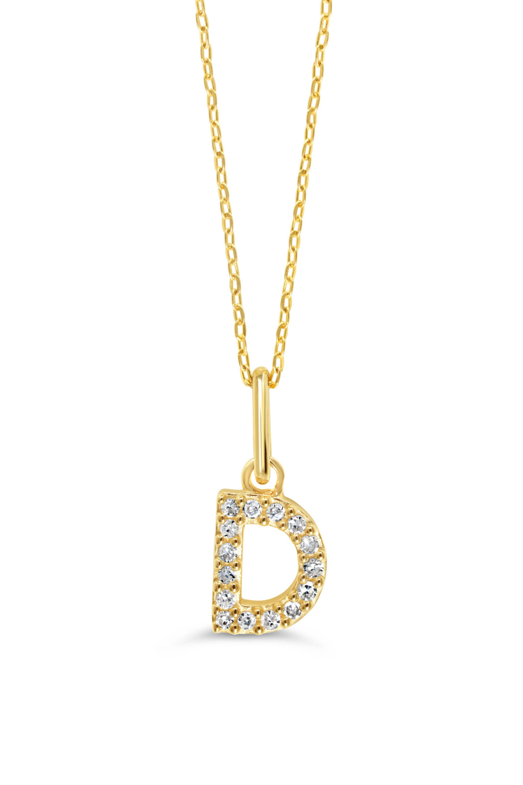 10K Yellow Gold Diamond Initial D Pendant Necklace — product photo