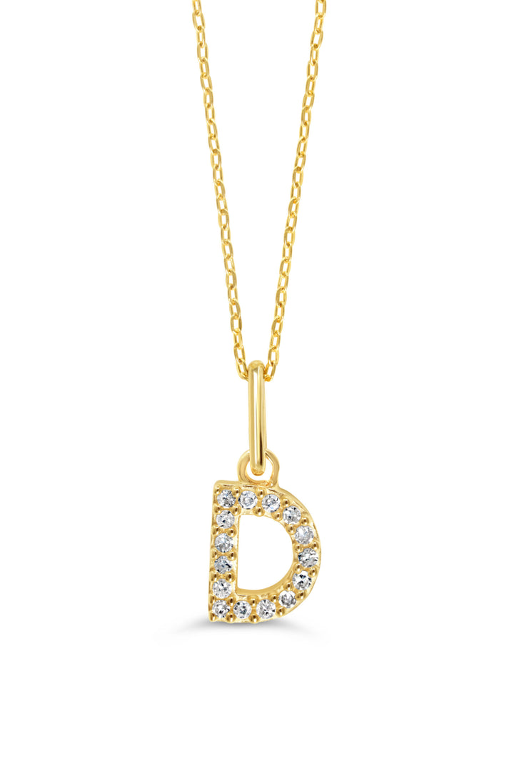 10K Yellow Gold Diamond Initial D Pendant Necklace — product photo