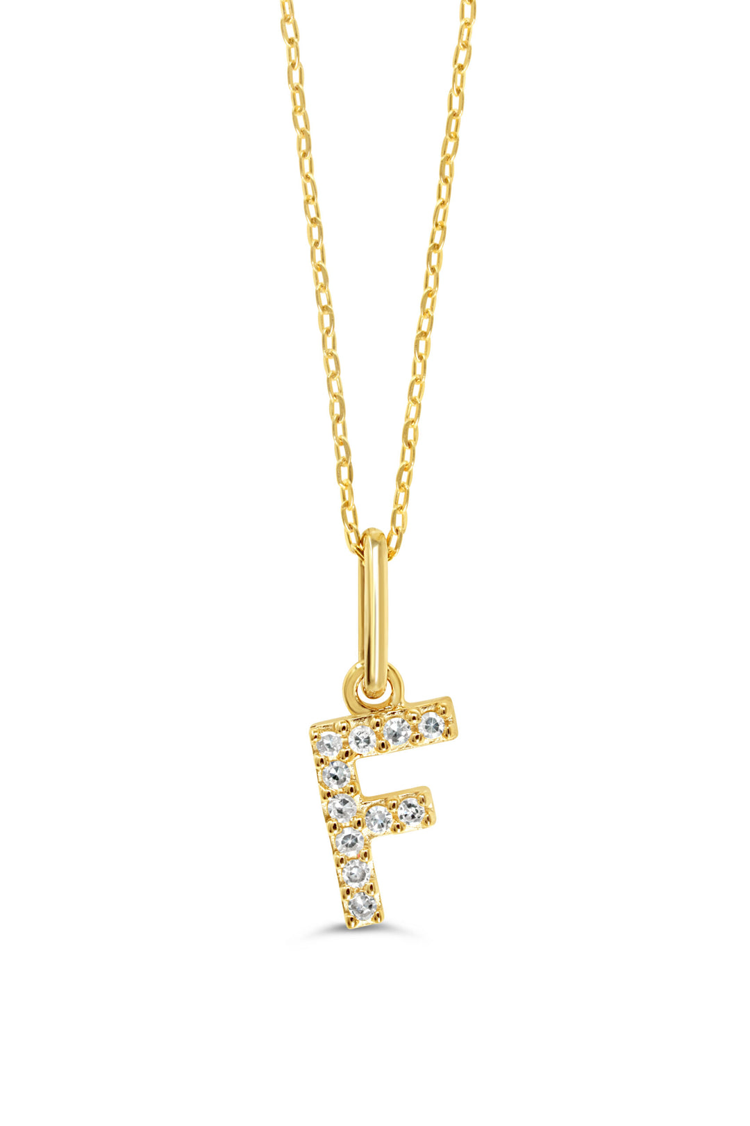10K Yellow Gold Diamond Initial F Pendant Necklace — product photo