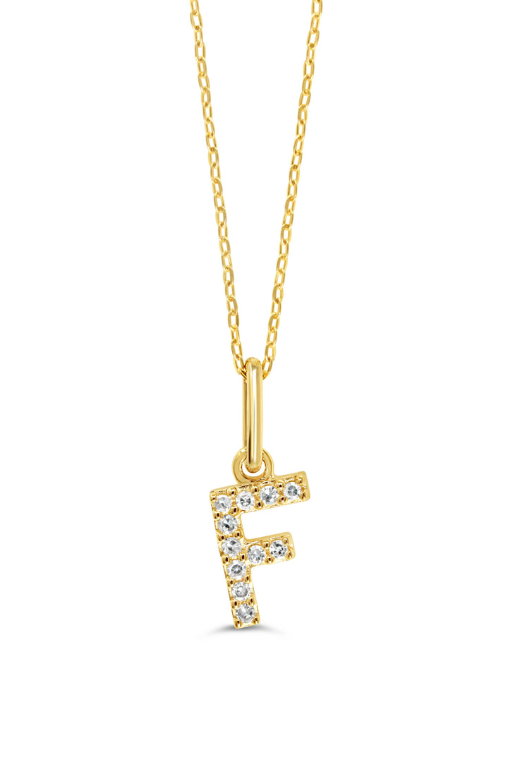 10K Yellow Gold Diamond Initial F Pendant Necklace — product photo