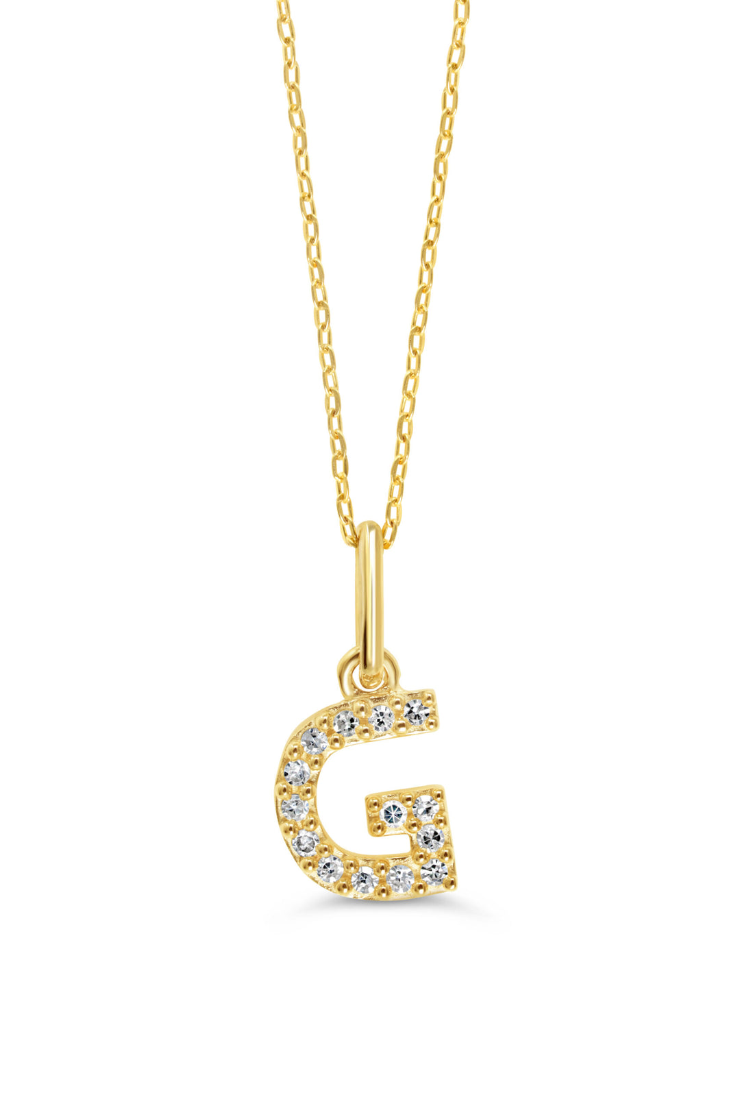 10K Yellow Gold Diamond Initial G Pendant Necklace — product photo