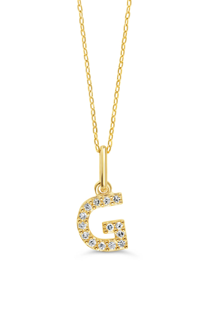 10K Yellow Gold Diamond Initial G Pendant Necklace — product photo