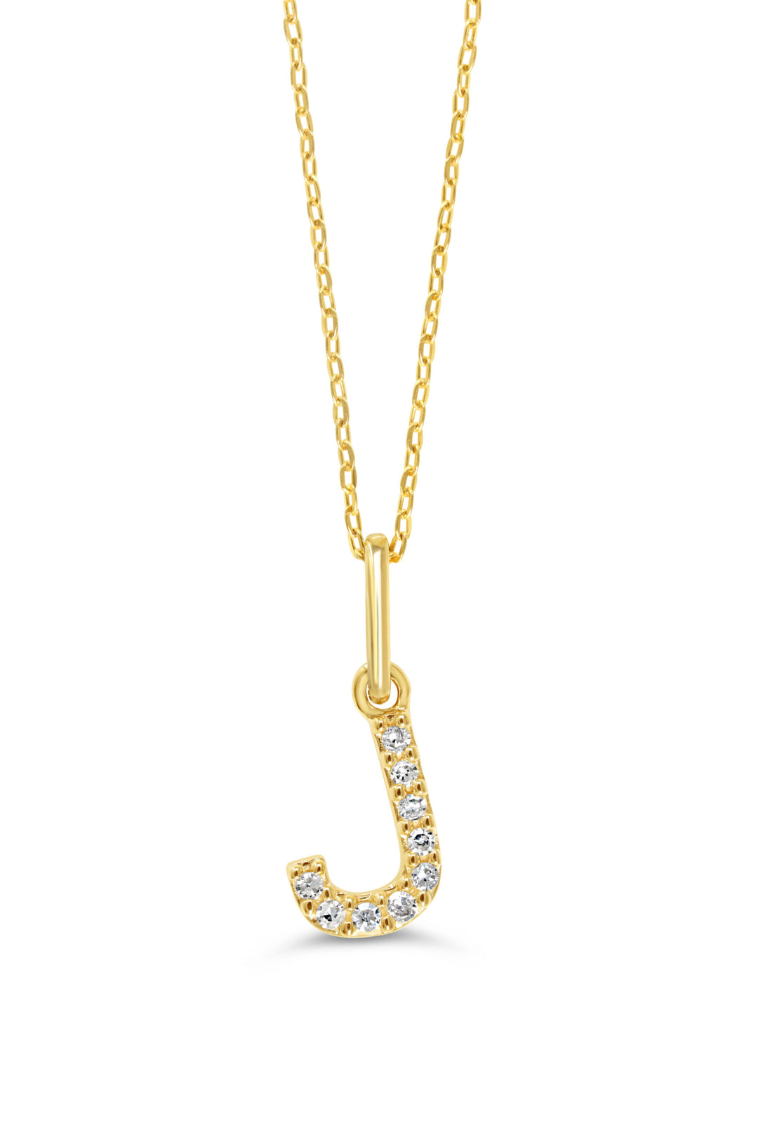10K Yellow Gold Diamond Initial J Pendant Necklace — product photo
