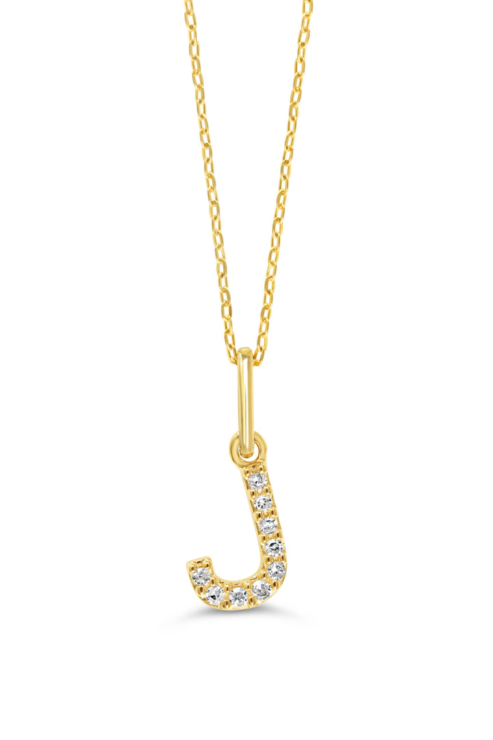 10K Yellow Gold Diamond Initial J Pendant Necklace — product photo