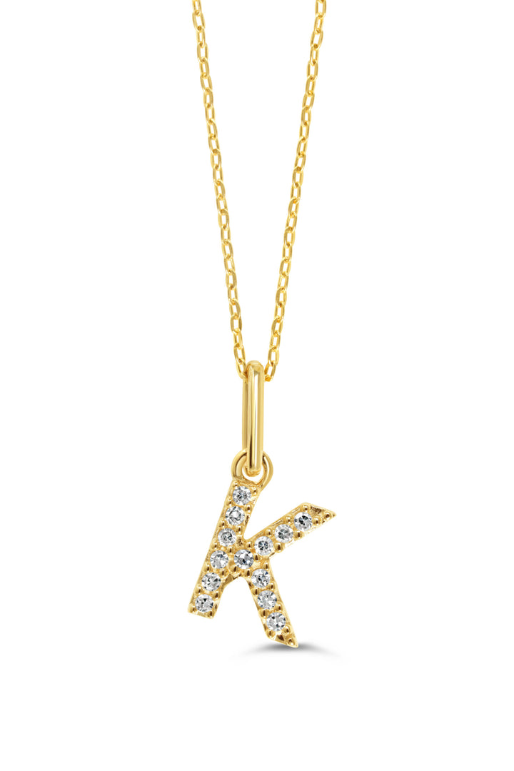 10K Yellow Gold Diamond Initial K Pendant Necklace — product photo