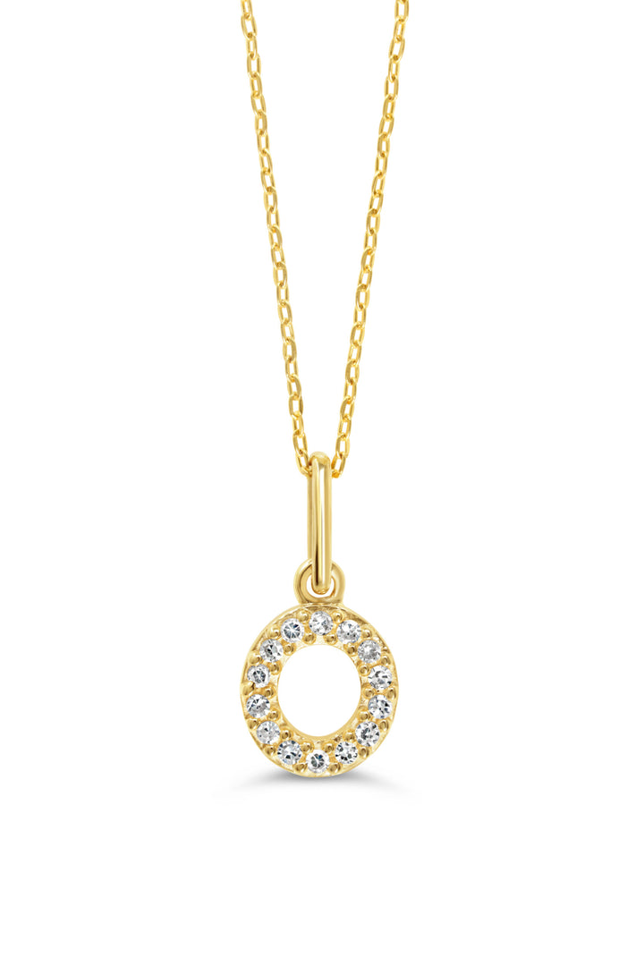 10K Yellow Gold Diamond Initial O Pendant Necklace — product photo