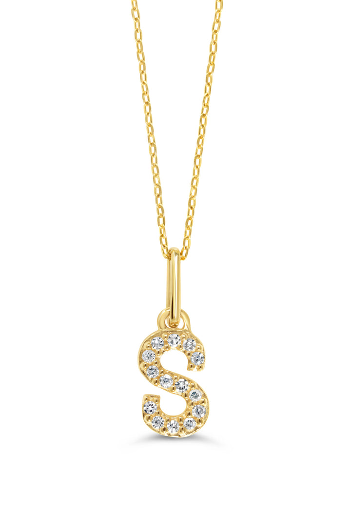 10K Yellow Gold Diamond Initial S Pendant Necklace — product photo