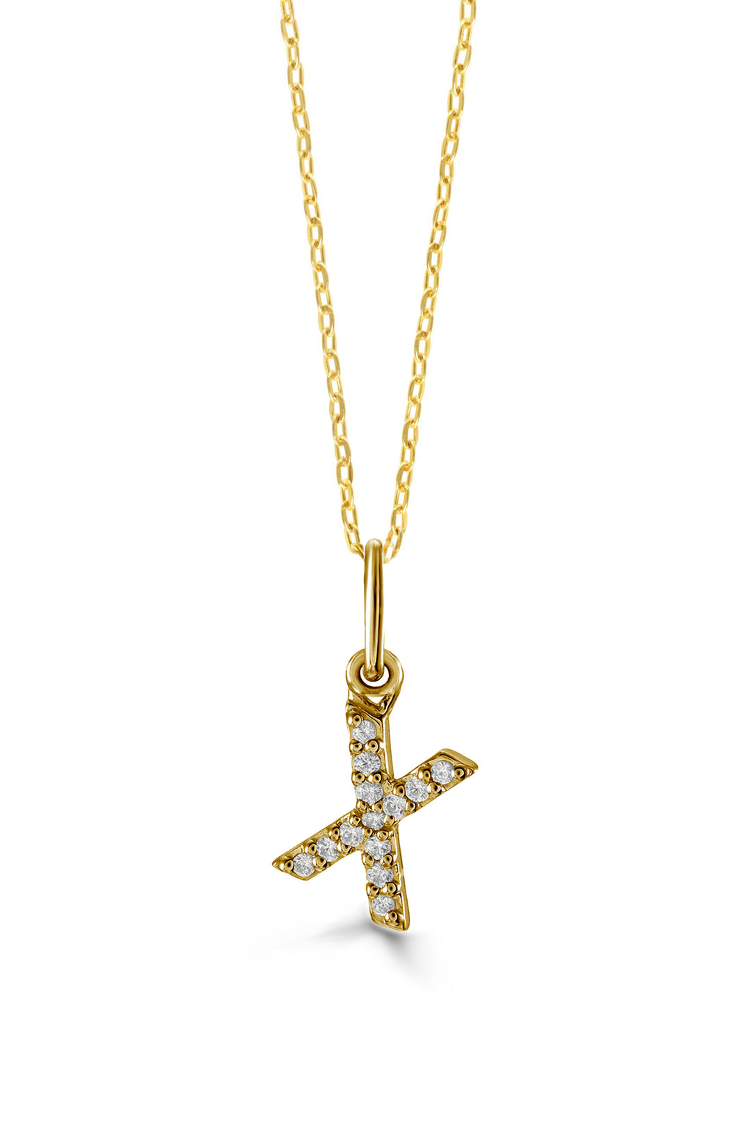 10K Yellow Gold Diamond Initial X Pendant Necklace — product photo