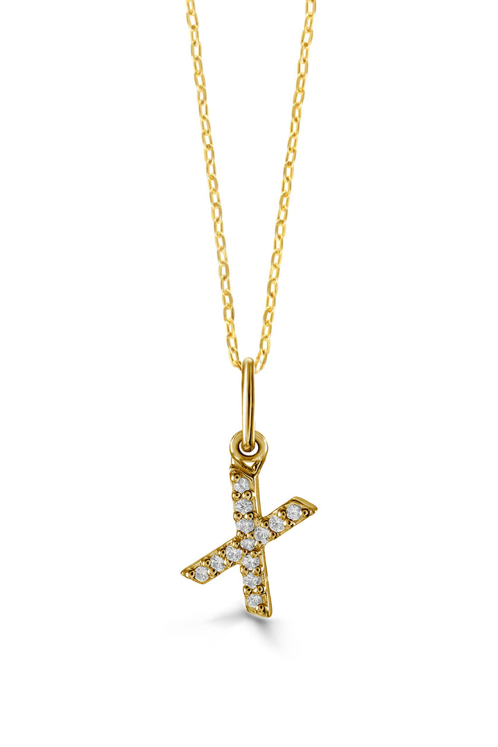 10K Yellow Gold Diamond Initial X Pendant Necklace — product photo
