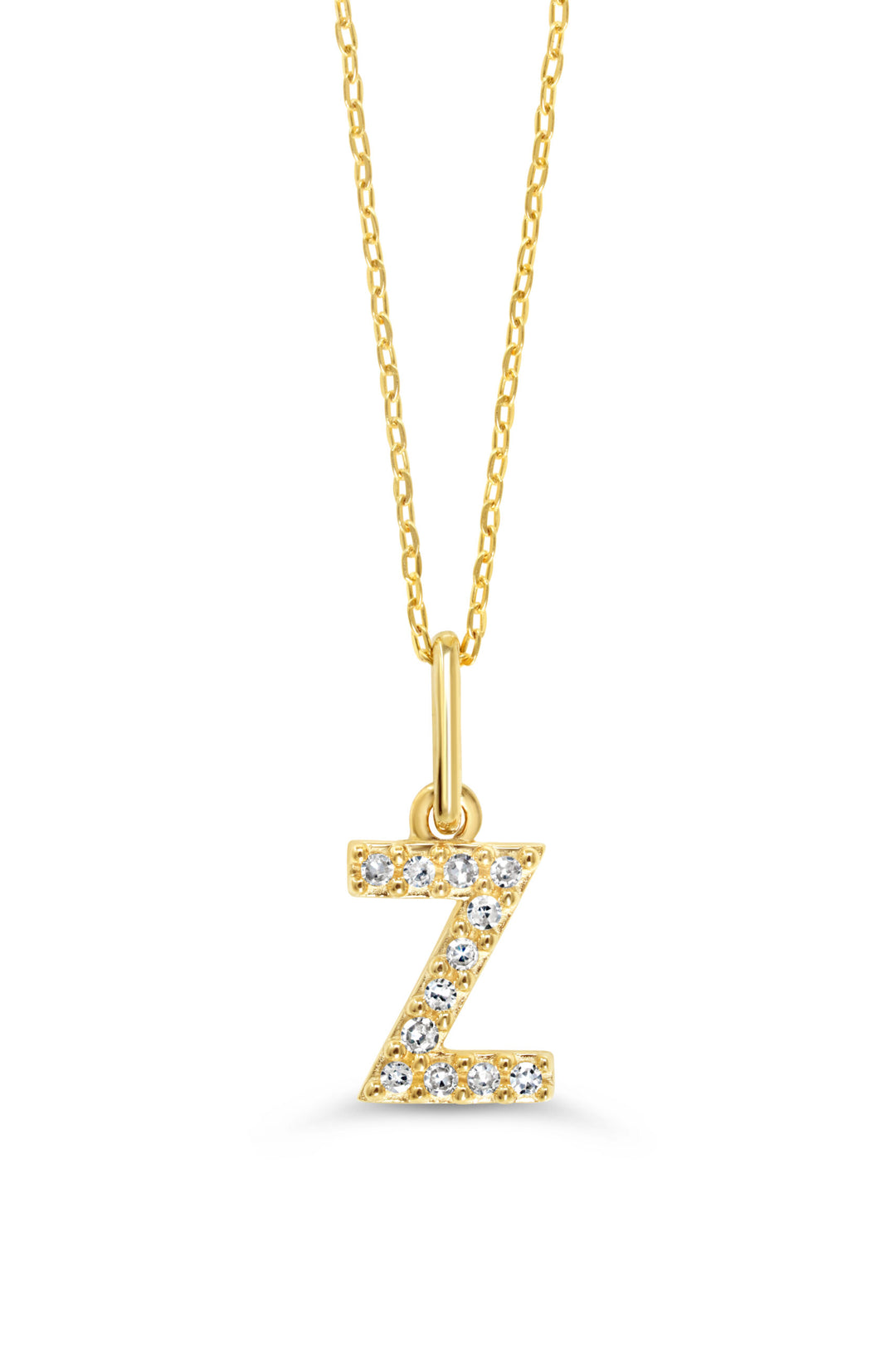 10K Yellow Gold Diamond Initial Z Pendant Necklace — product photo