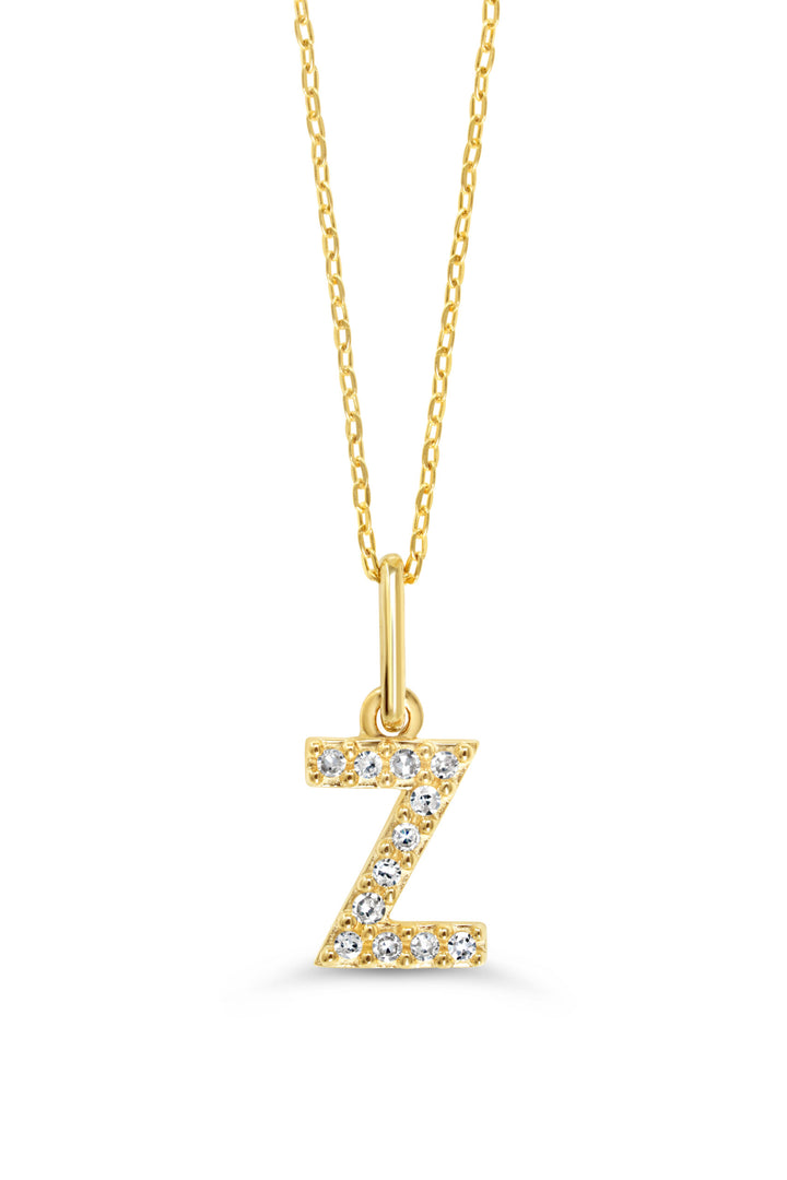 10K Yellow Gold Diamond Initial Z Pendant Necklace — product photo