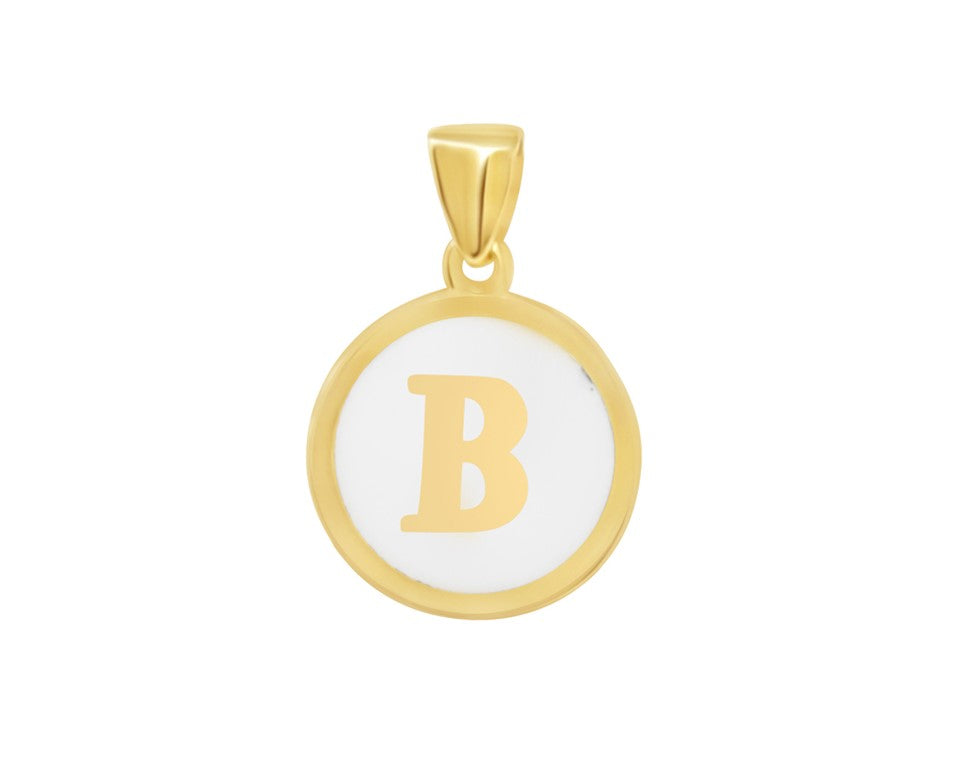 10K Yellow Gold Enamel Initial B Pendant — product photo