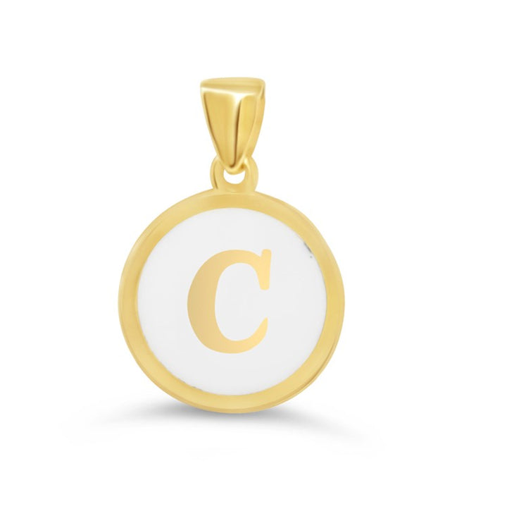 10K Yellow Gold Enamel Initial C Pendant — product photo