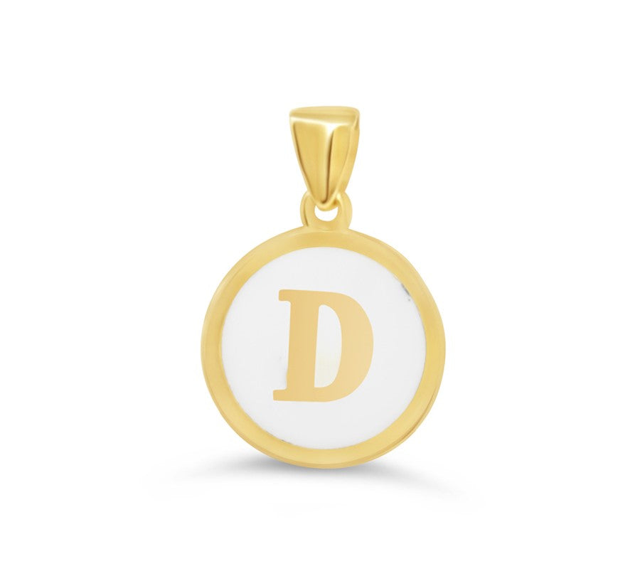 10K Yellow Gold Enamel Initial D Pendant — product photo