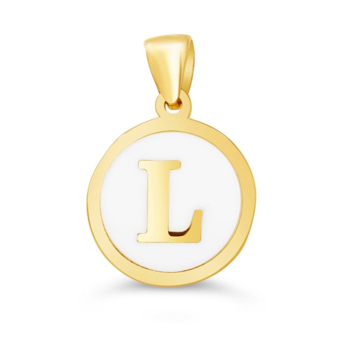 10K Yellow Gold Enamel Initial L Pendant — product photo