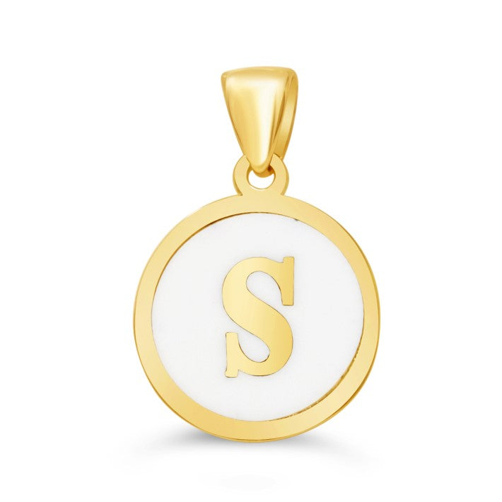 10K Yellow Gold Enamel Initial S Pendant — product photo