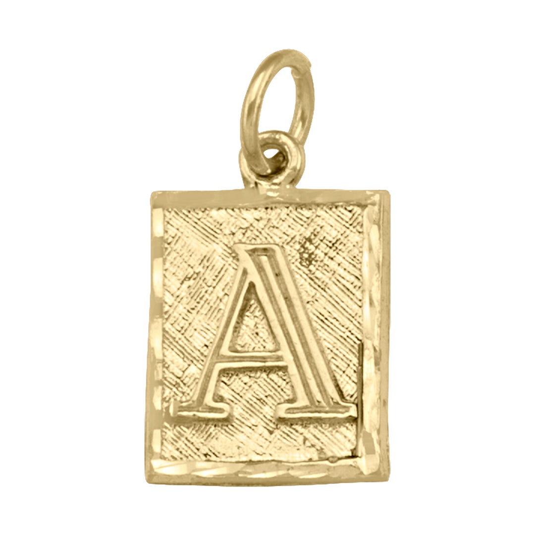 10K Yellow Gold Framed Block Initial A Pendant — product photo