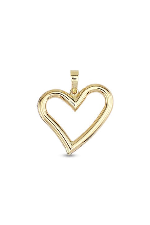 10K yellow gold polished open heart pendant, small size