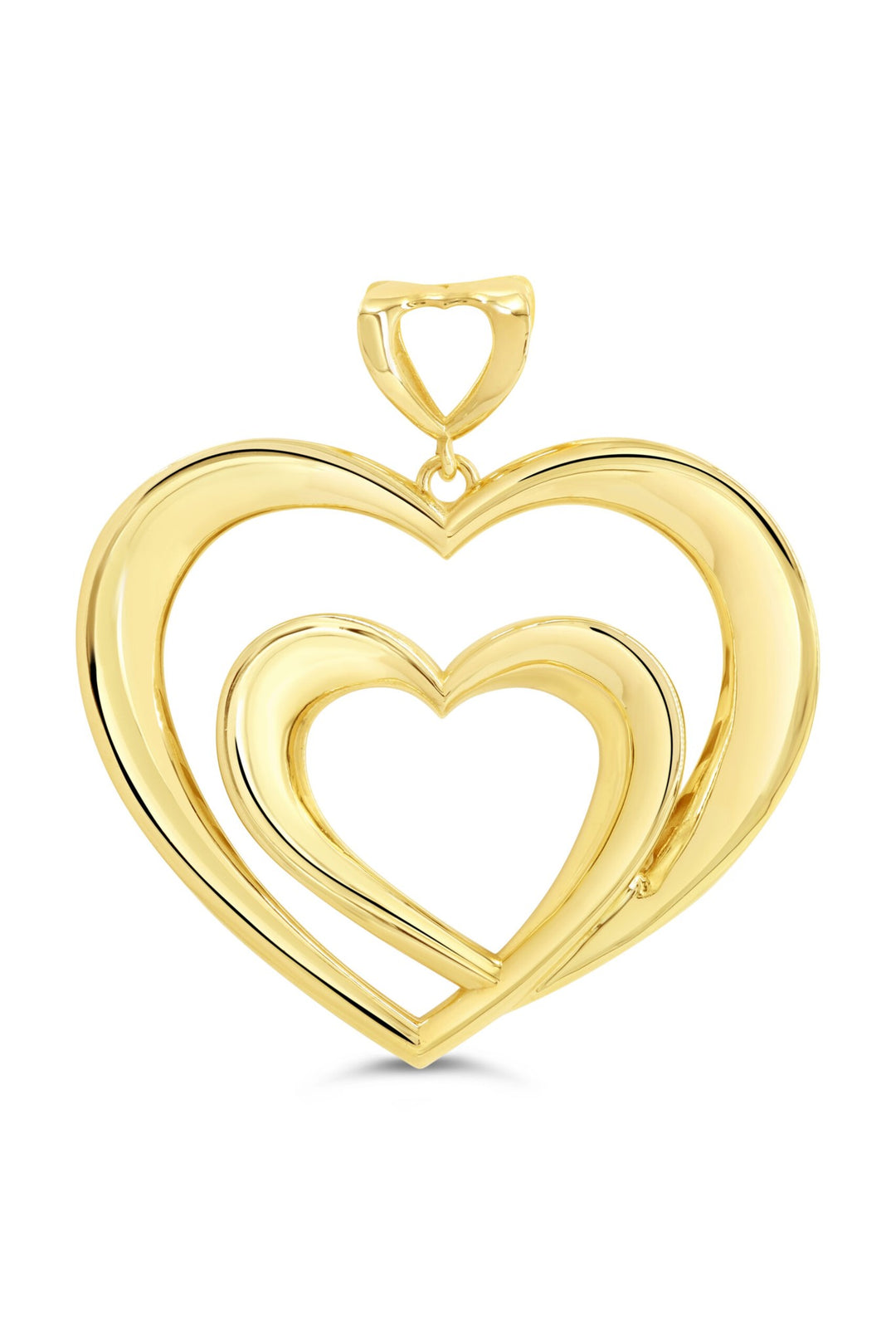10K yellow gold reversible mega heart pendant, high-polish side