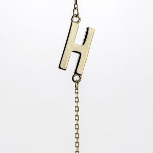 10K Yellow Gold Sideways Initial H Necklace — product photo