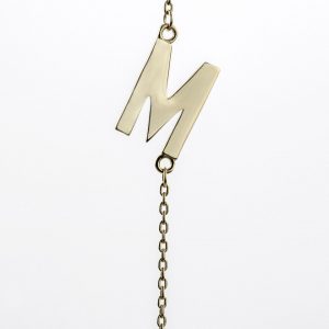 10K Yellow Gold Sideways Initial M Necklace — product photo