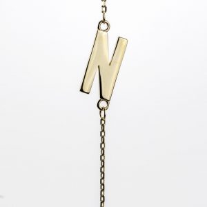 10K Yellow Gold Sideways Initial N Necklace — product photo