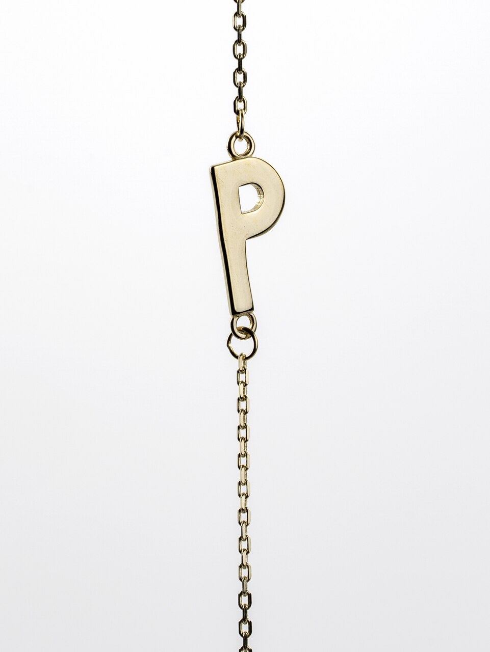 10K Yellow Gold Sideways Initial P Necklace — product photo