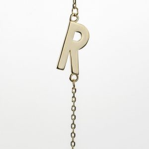 10K Yellow Gold Sideways Initial R Necklace — product photo