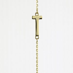 10K Yellow Gold Sideways Initial T Necklace — product photo