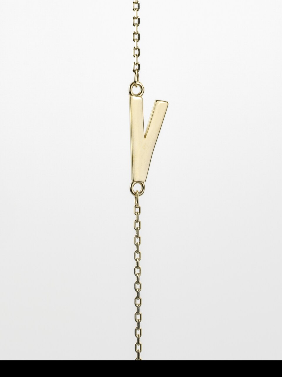 10K Yellow Gold Sideways Initial V Necklace — product photo