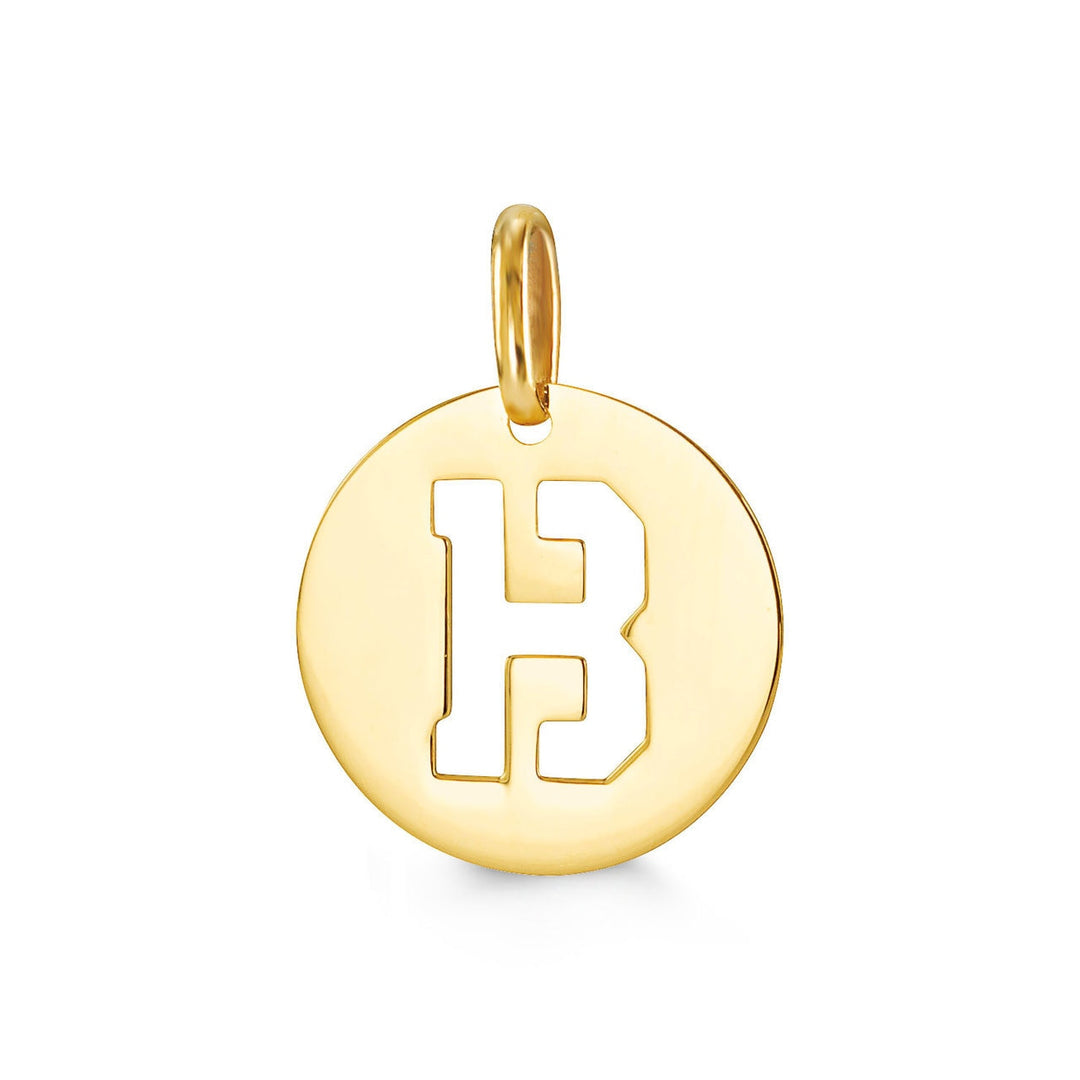 10K Yellow Gold Signatures Disc Initial B Pendant — product photo