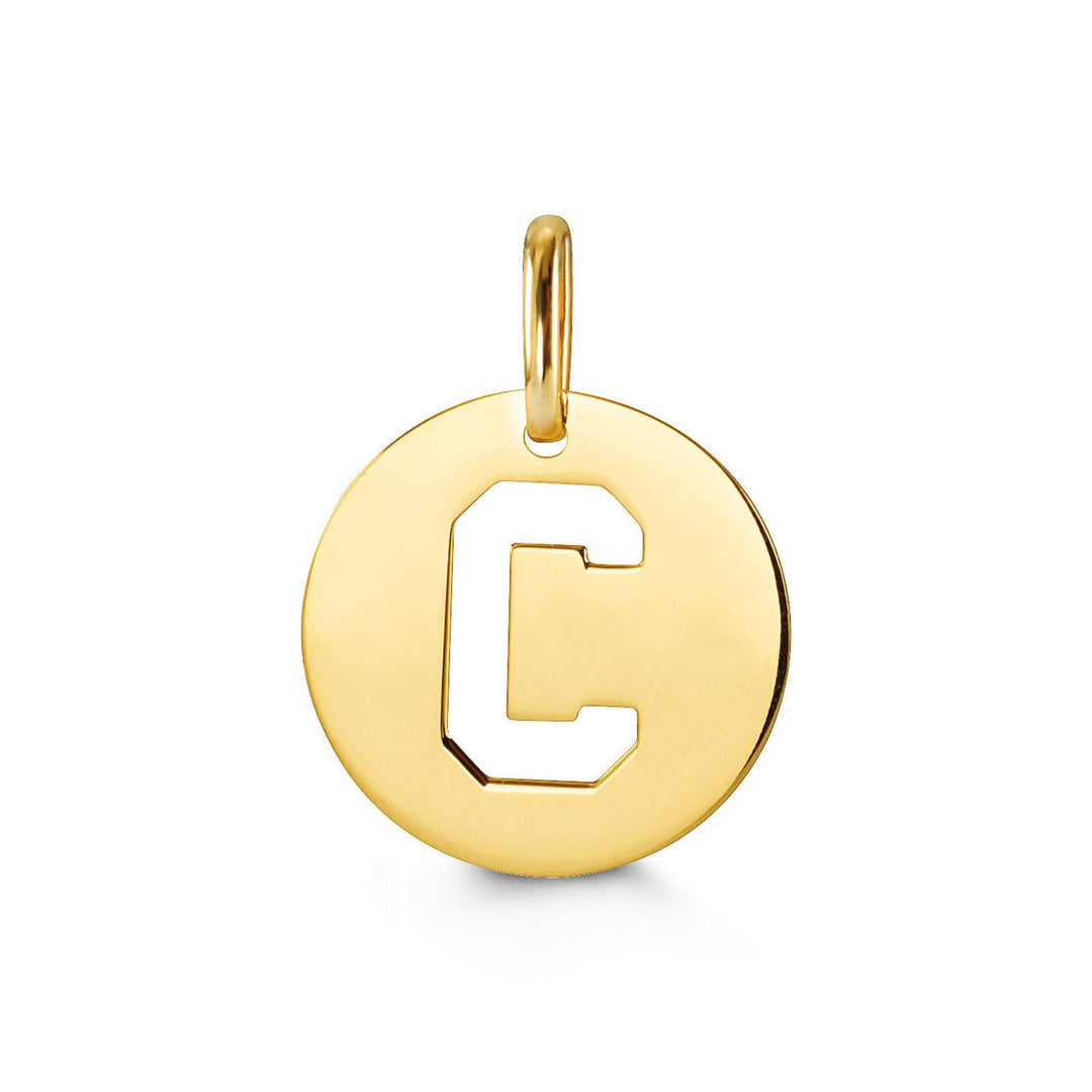 10K Yellow Gold Signatures Disc Initial C Pendant — product photo