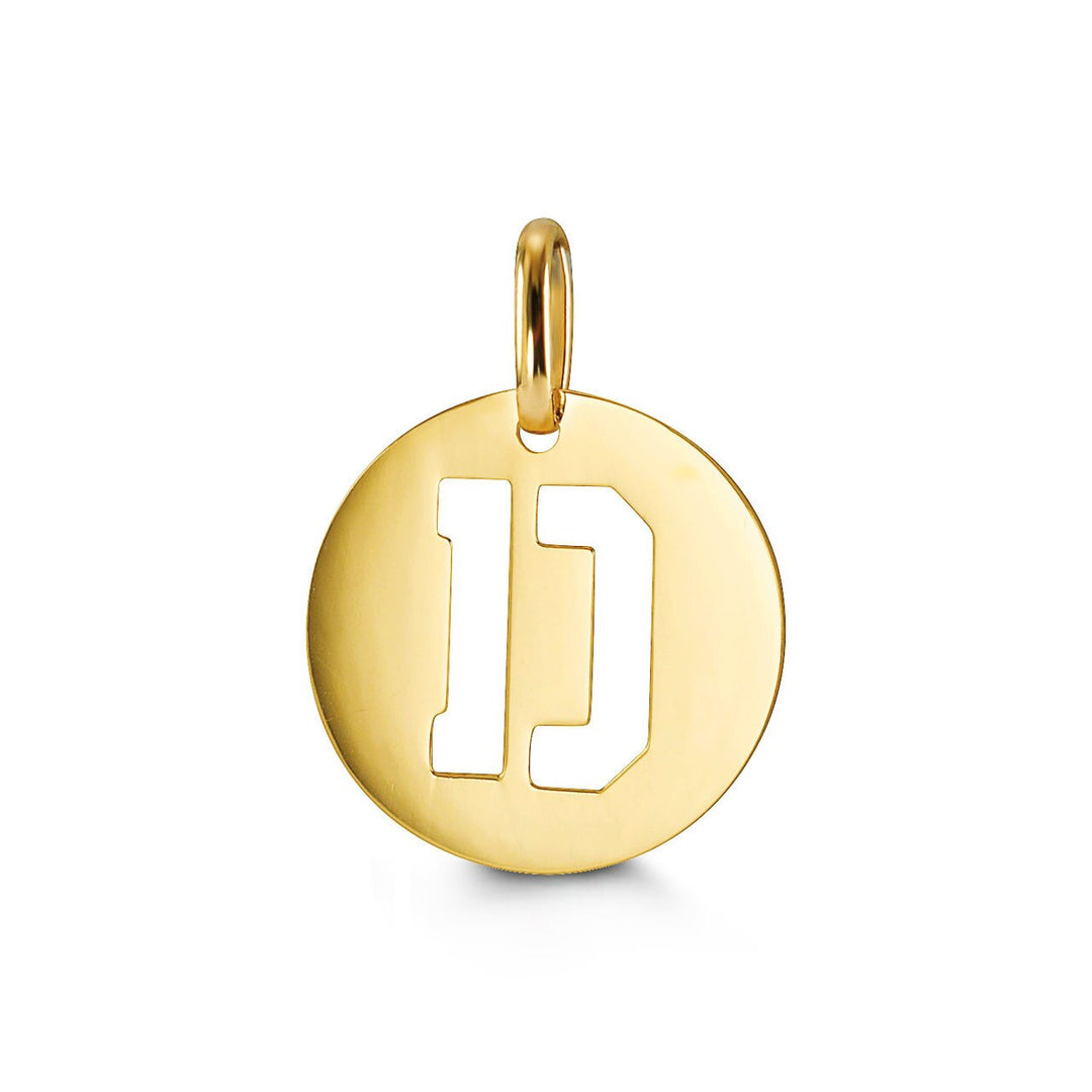 10K Yellow Gold Signatures Disc Initial D Pendant — product photo