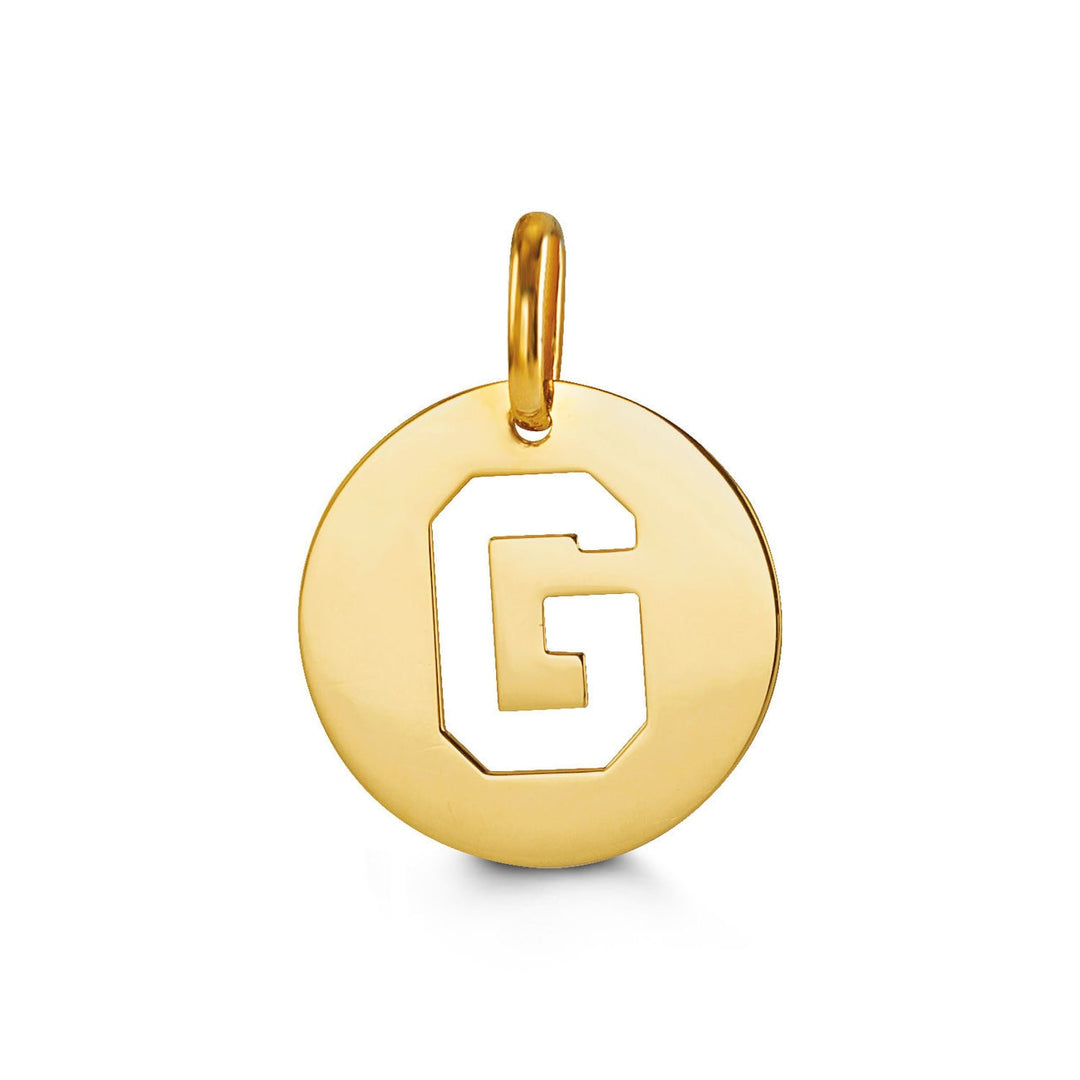 10K Yellow Gold Signatures Disc Initial G Pendant — product photo