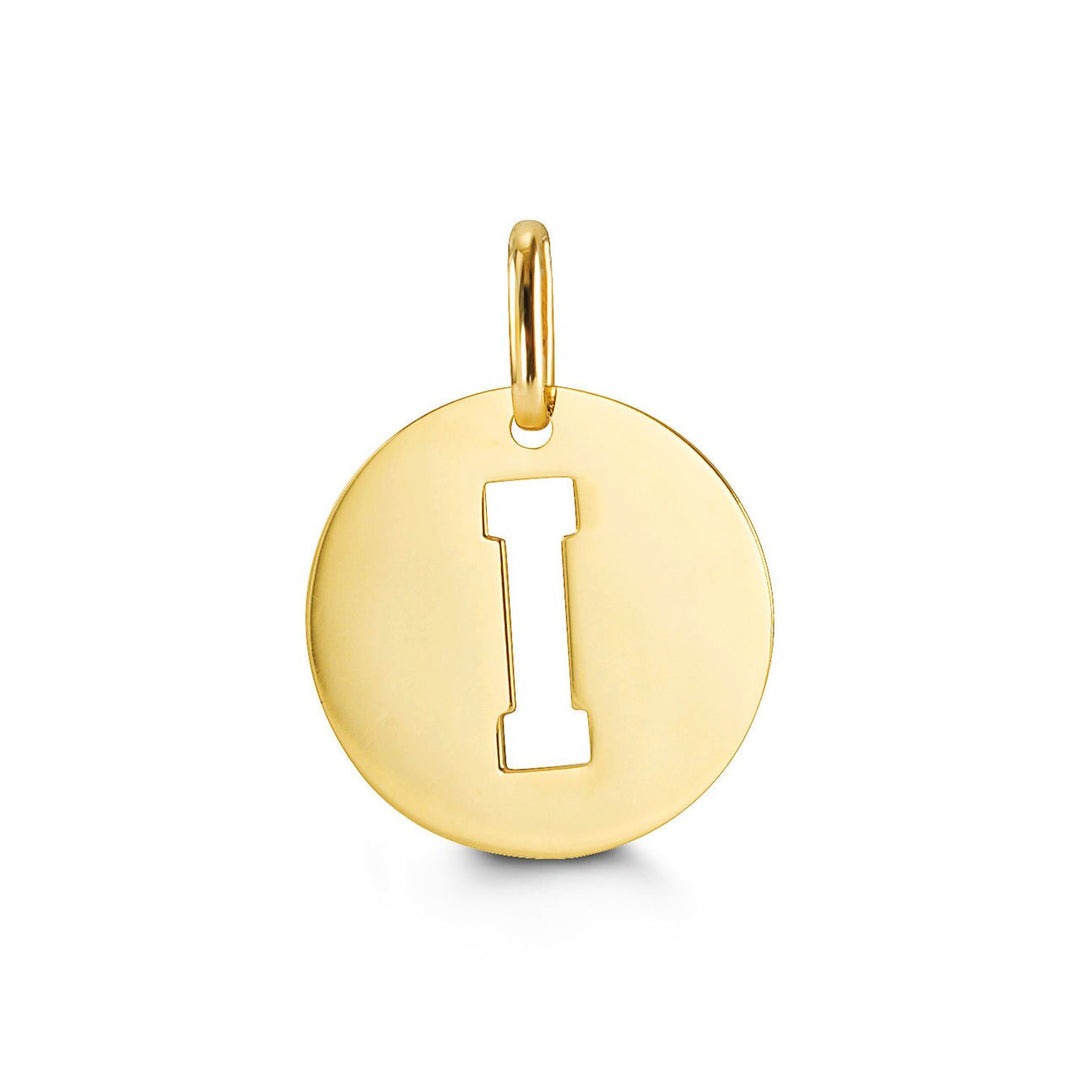 10K Yellow Gold Signatures Disc Initial I Pendant — product photo