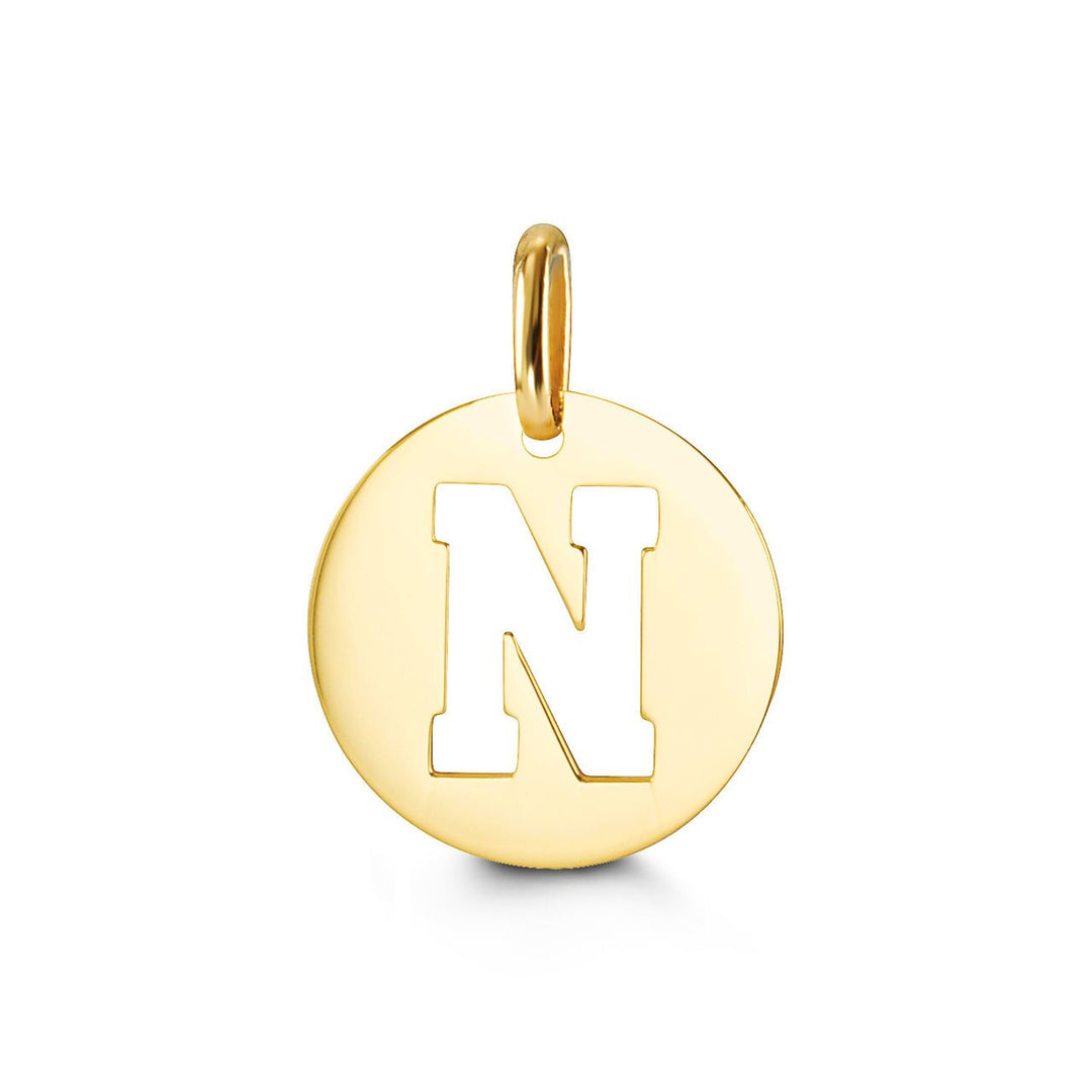 10K Yellow Gold Signatures Disc Initial N Pendant — product photo