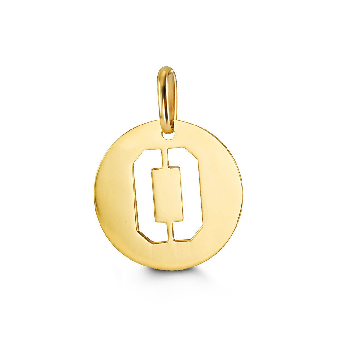 10K Yellow Gold Signatures Disc Initial O Pendant — product photo