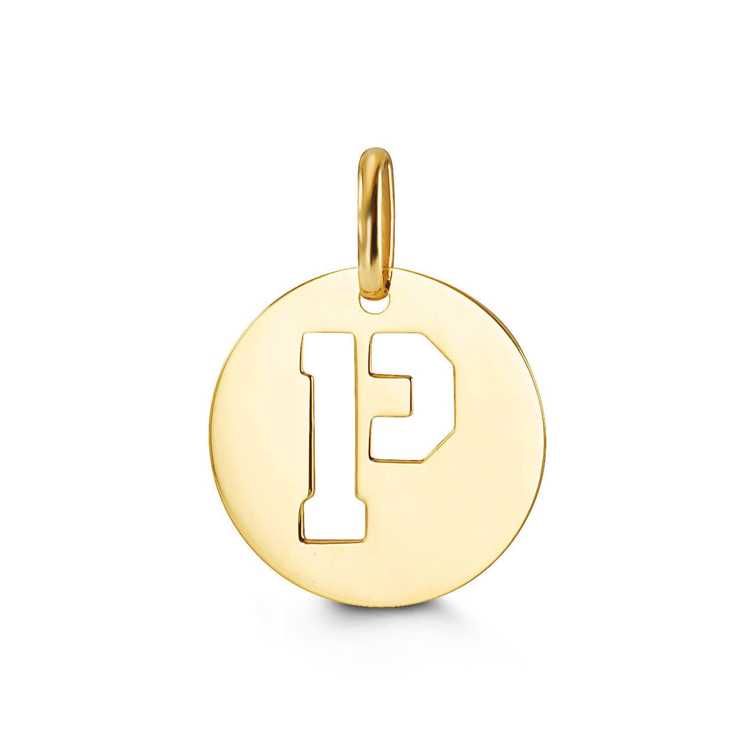 10K Yellow Gold Signatures Disc Initial P Pendant — product photo