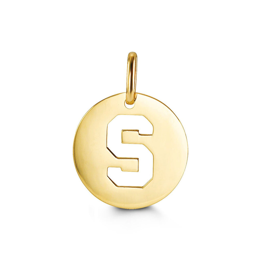 10K Yellow Gold Signatures Disc Initial S Pendant — product photo